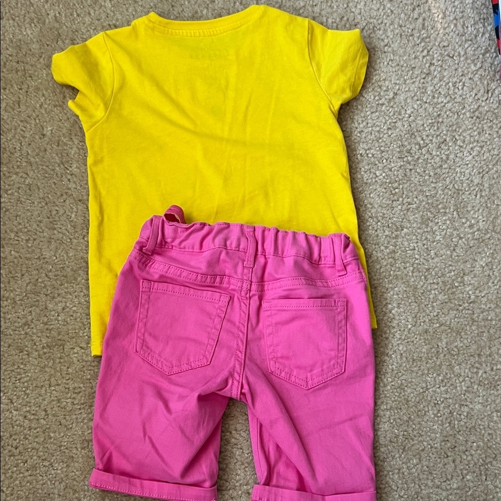 Yellow Hello Kitty T-Shirt and Pink Pants Set - Picture 2 of 4